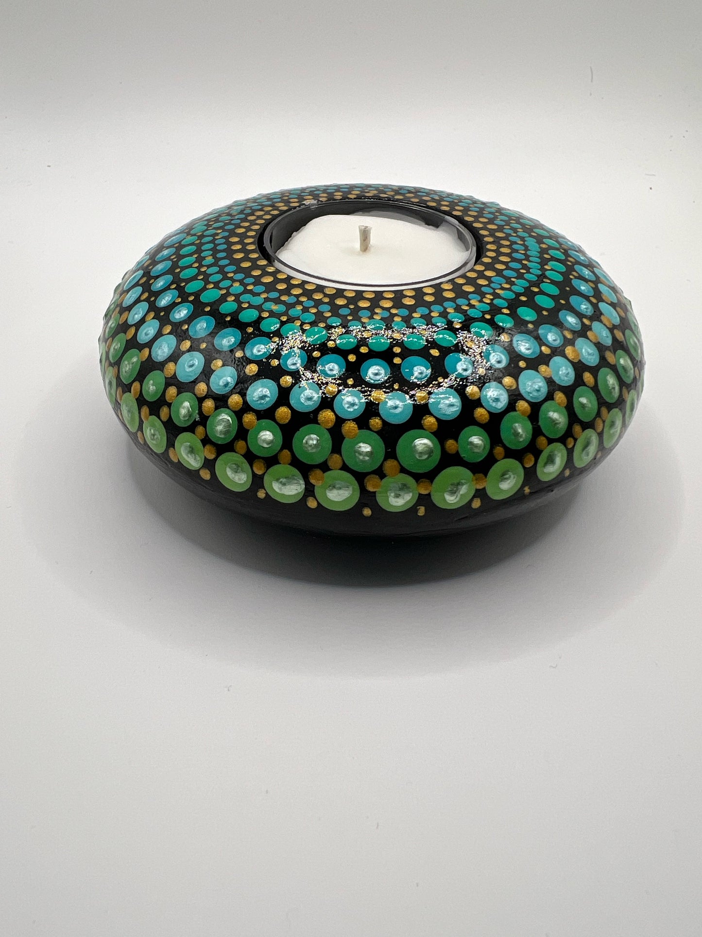 Hand Painted Concrete Tea Light Candle Holder